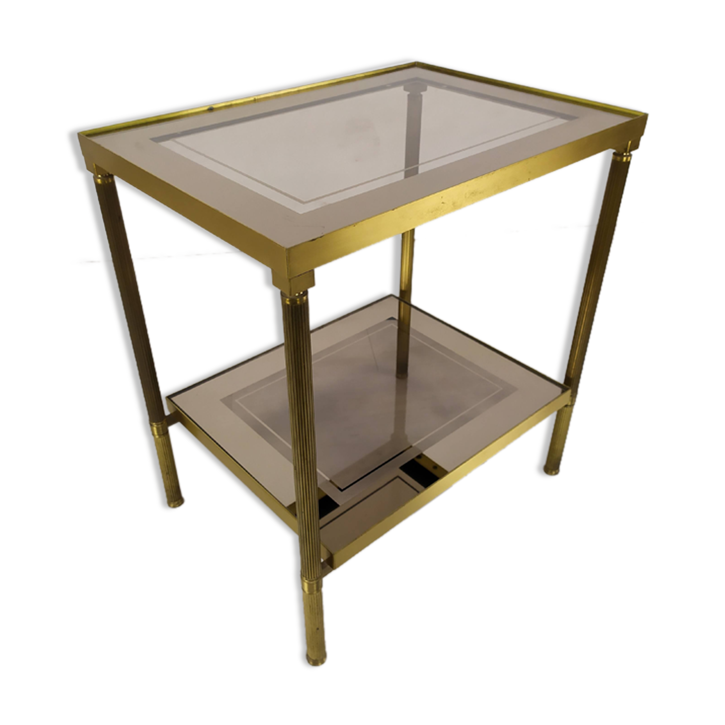 Golden brass sofa end