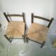 Paire de chaises enfant en bois et paille