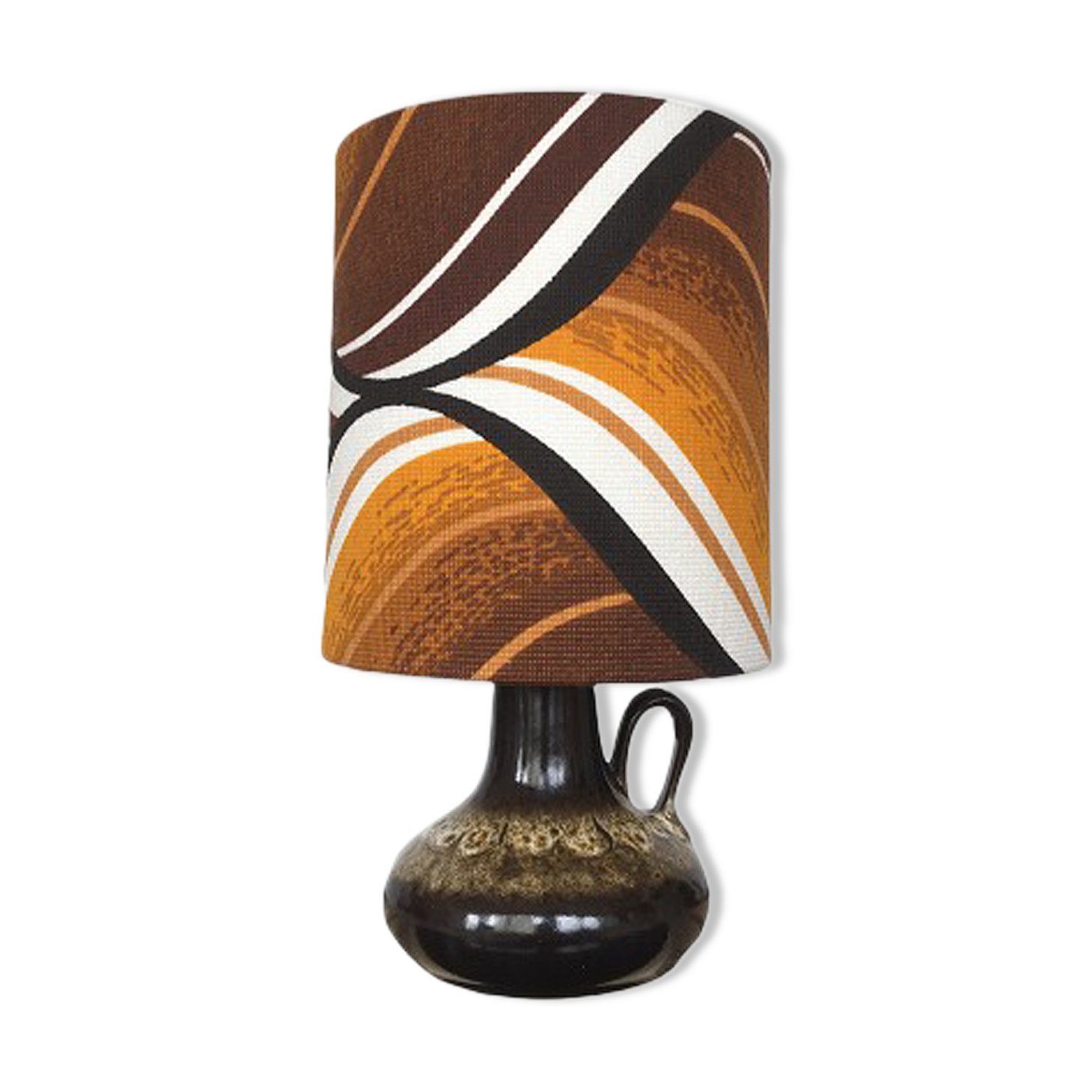 Bedside lamp candle holder Tampico fabric 70s