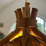 Suspension éventail en raphia tressé, Allemagne, années 1950 - possiblement Ingo Maurer