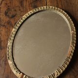 Old oval mirror gilded wood mercurized