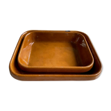 Pair of rectangular enamelled sandstone dishes