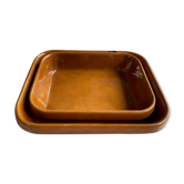 Pair of rectangular enamelled sandstone dishes