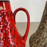 Set of 2 multi-color fat lava op art pottery vase made bay ceramics, germany