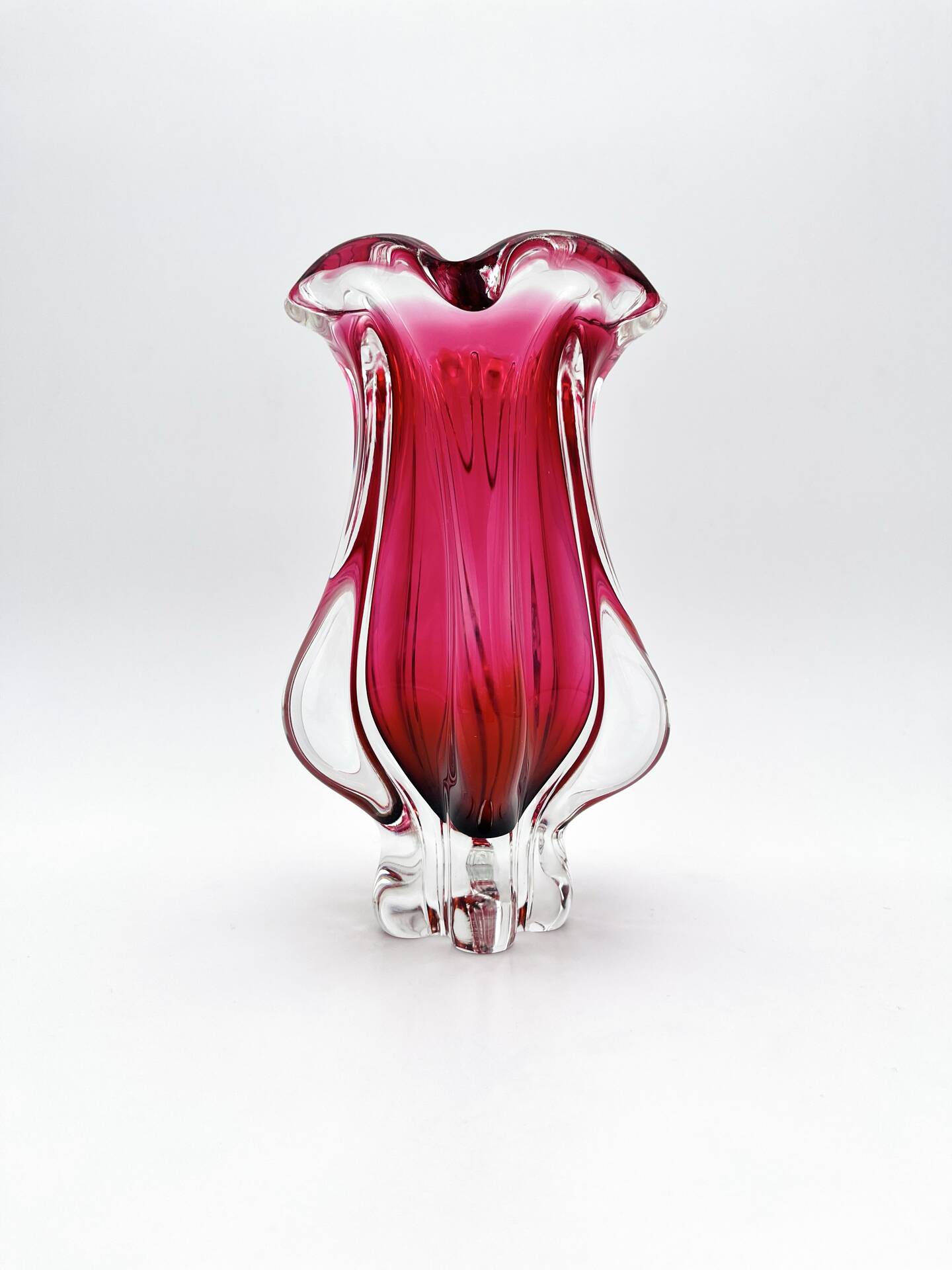 Organic Art Vase Josef Hospodka - Sommerso Ruby/Mandarin