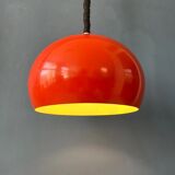 Big vintage red metal space age pendant lamp