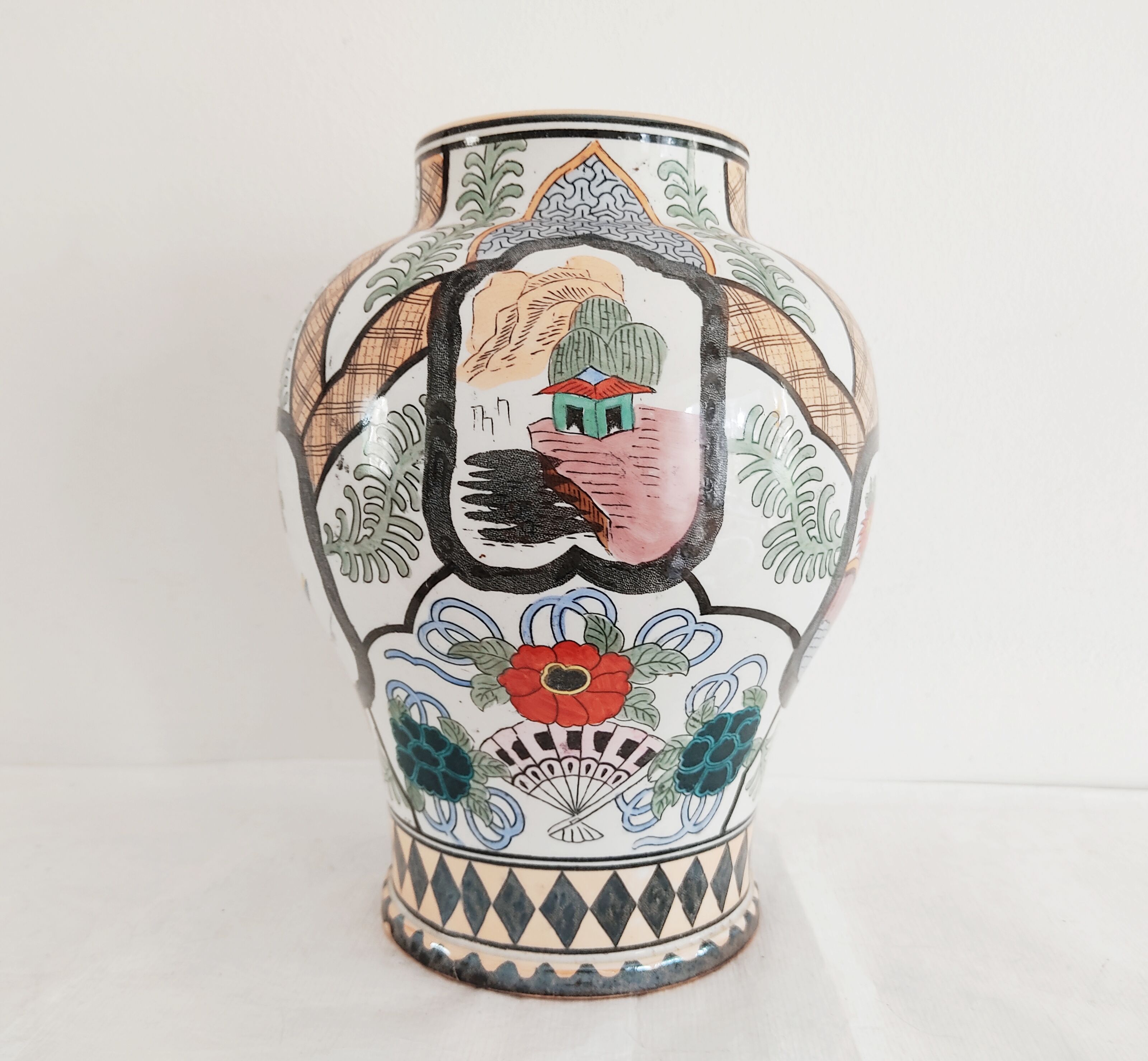 Vase Asian décor mid 20th