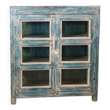 Antique Burmese teak sideboard with original blue and white patina