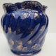 Pair of cache-old pots in midnight blue and gold ceramic
