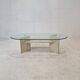 Italian Coffee Table in Travertine and Facet Cut Glass, 1980s
