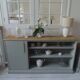 Furniture, vintage bookcase re-enchanted in verdigris, wooden top.
