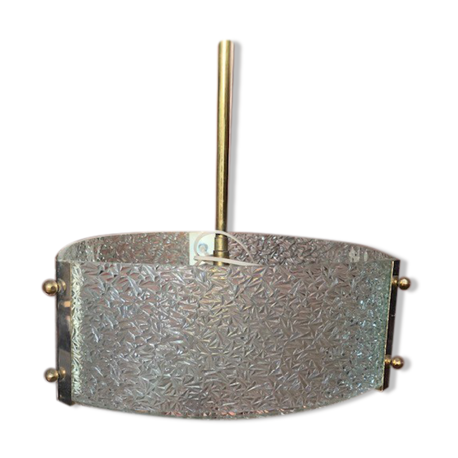 Pendant lamp 1950 glass and gold metal