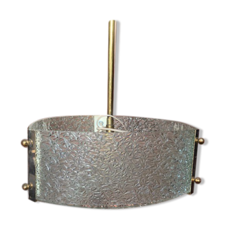 Pendant lamp 1950 glass and gold metal