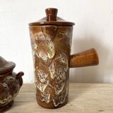 Fat lava ceramic teapot and milk jug from the 70s