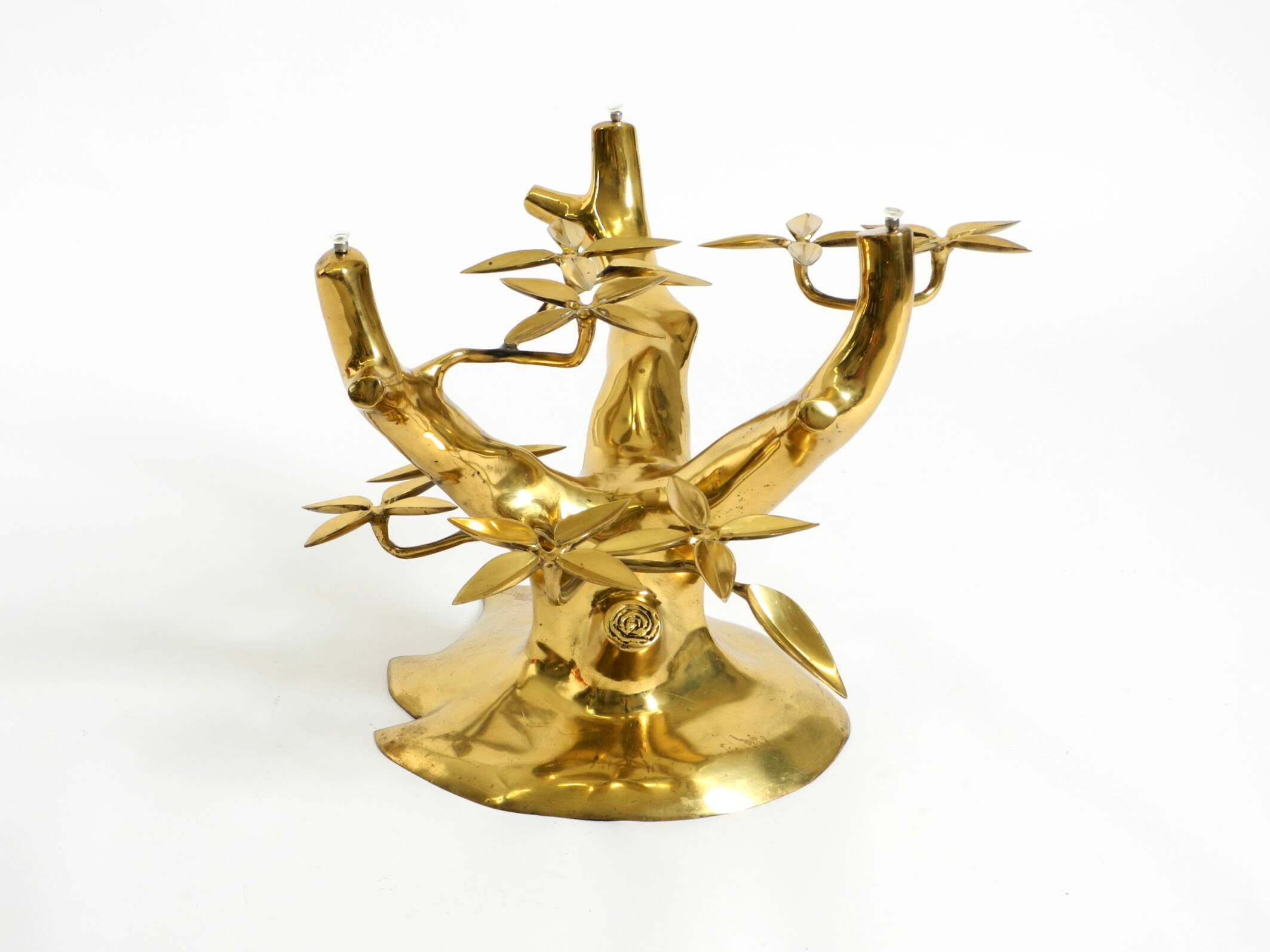 70s coffee table, model Bonsai by Willy Daro, made of brass and fire-gilded