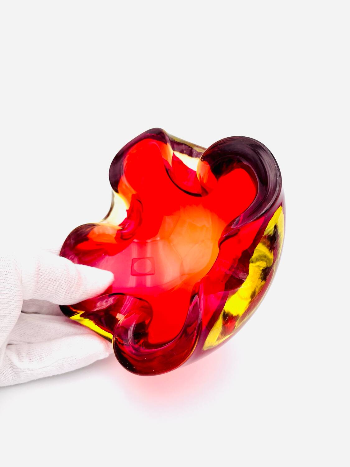 Murano Sommerso Red & Yellow Dish - Flavio Poli - circa 19