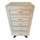 Chiffonnier/ Commode haute ancienne patinée blanc pieds compas