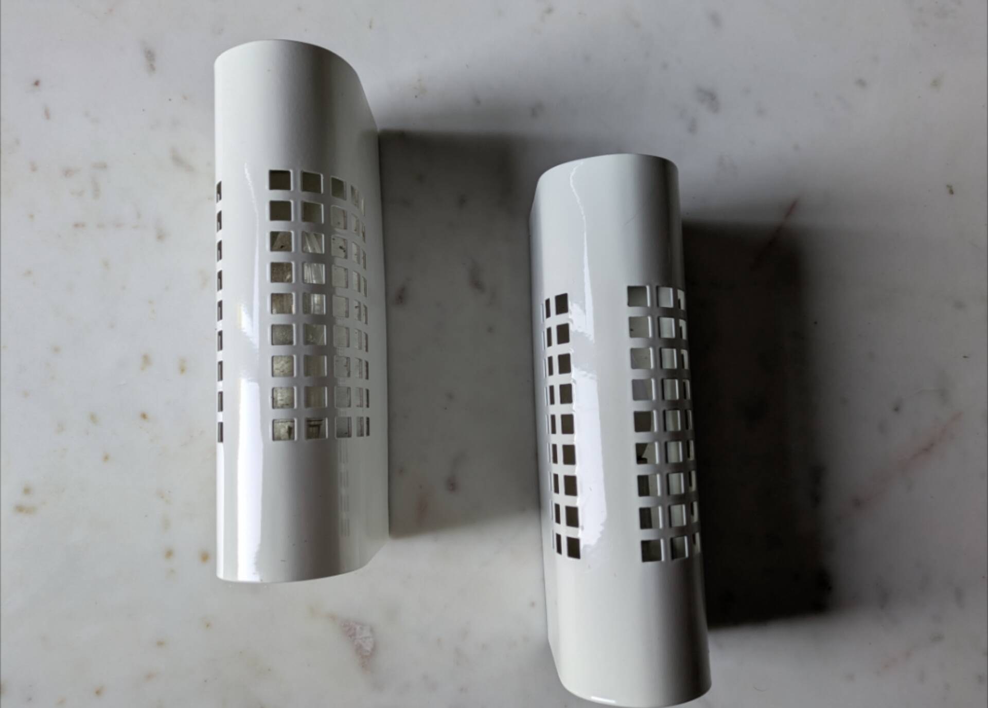 Pair of vintage wall sconces in sheet metal/Perriand/Mategot style.