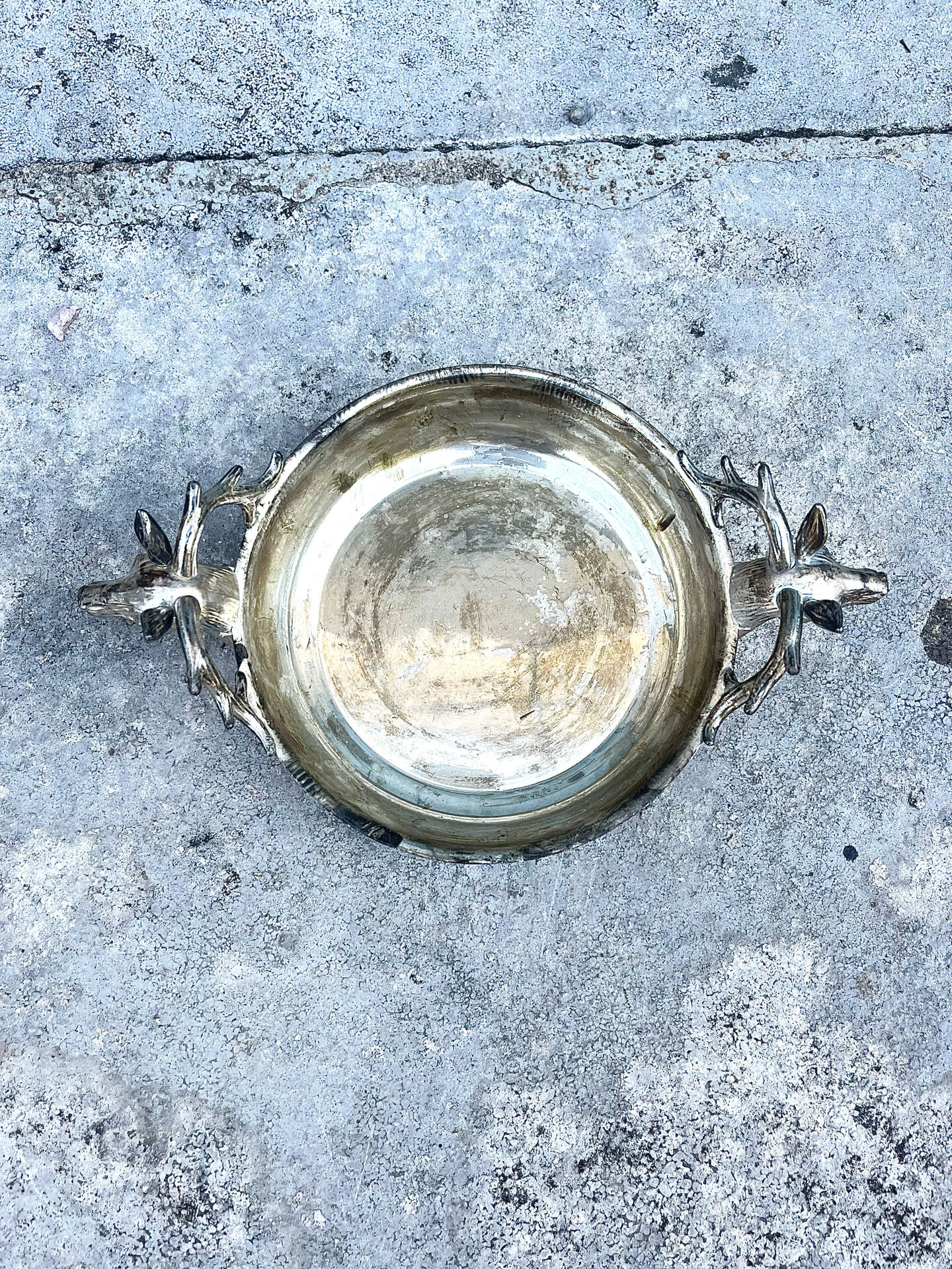 Stag Head Ice Dish Silver Plated Deer Barware