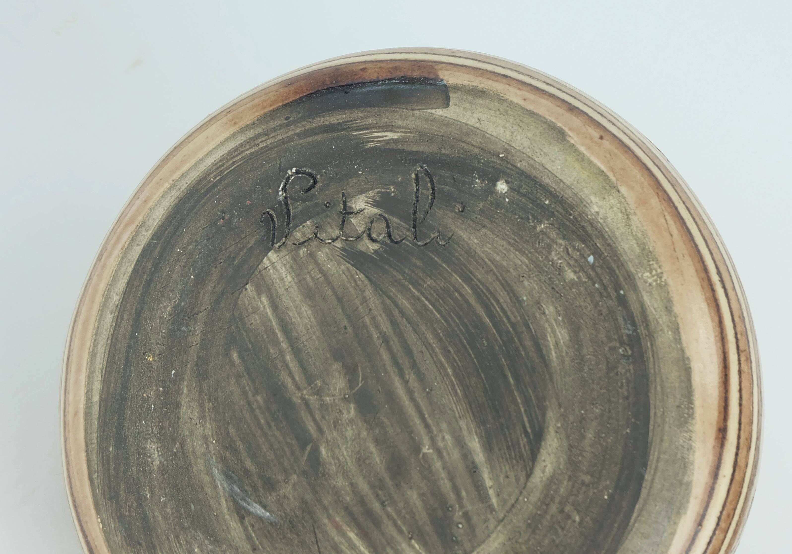 Italian mid century ceramic vase jug signed vitali handmade 1970s