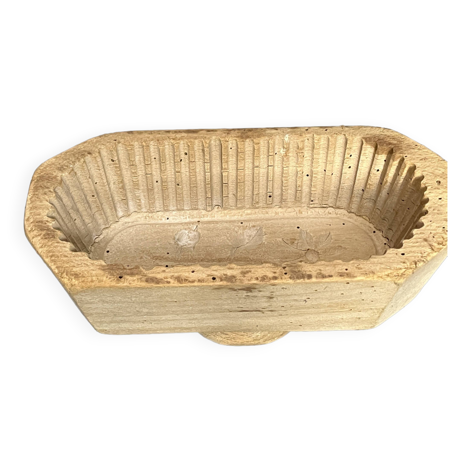 Ancien moule à beurre en bois cannelé XIXème
