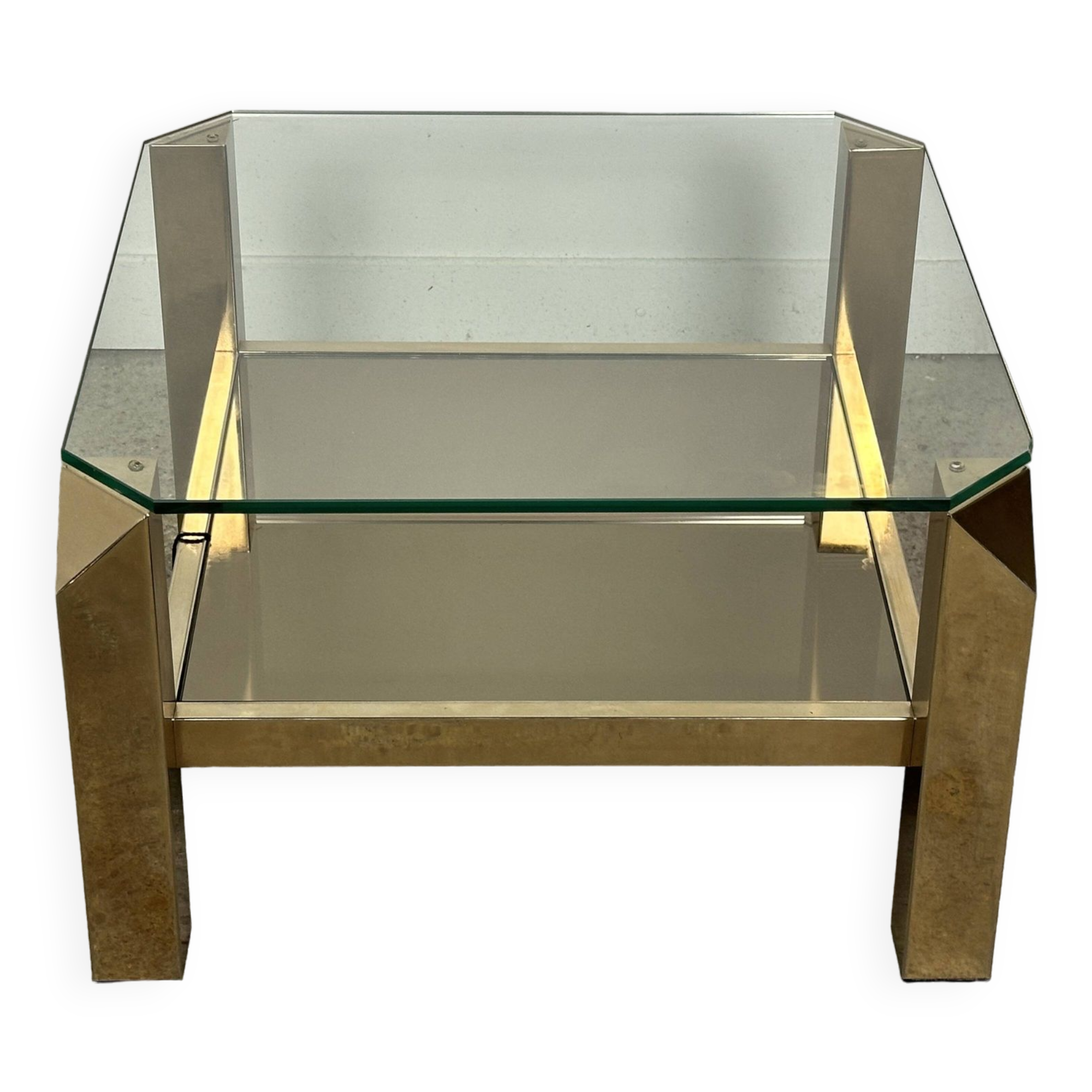 Coffee table by Belgo Chrome 1970 in 23 carat plating