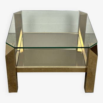 Coffee table by Belgo Chrome 1970 in 23 carat plated