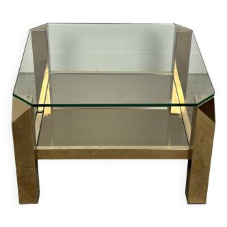 Table basse par Belgo Chrome 1970 en plaqué 23 carats