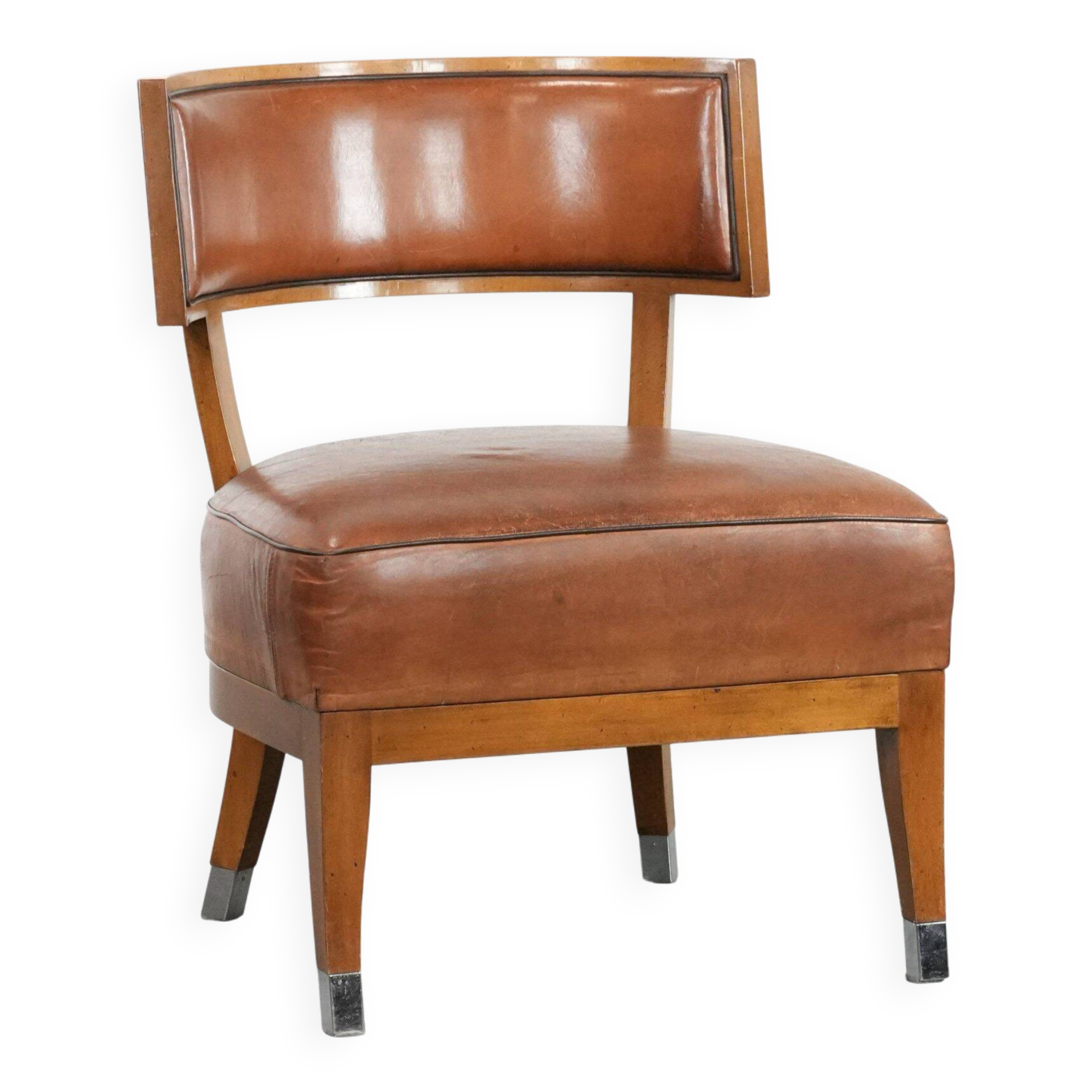 Vintage design armchair / cocktail chair made of sheepskin leather