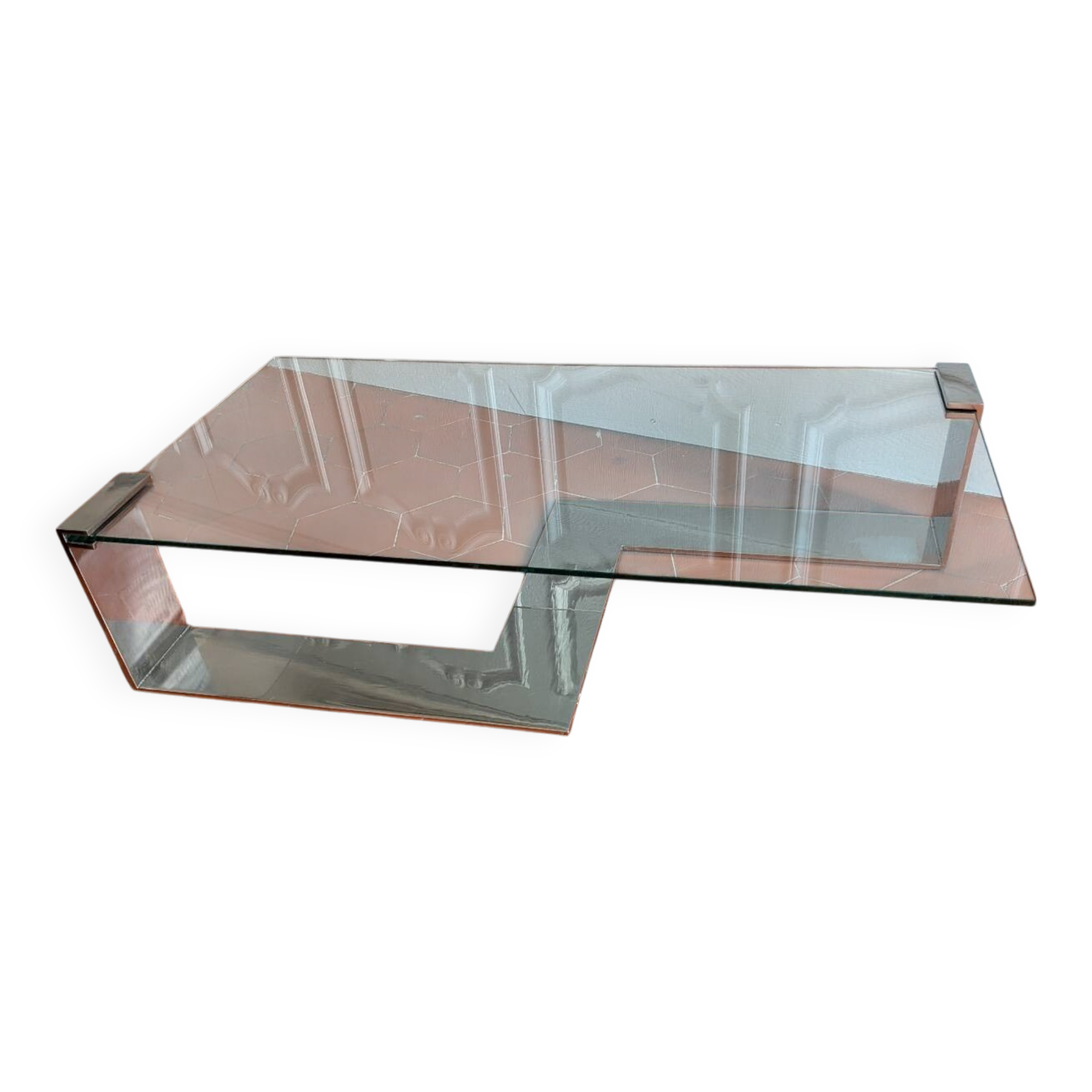 Chrome and glass coffee table from the 1970s.