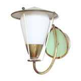 Brass green opaline wall lamp 1950, Expo 58