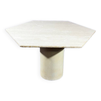 Travertine coffee table with steel base