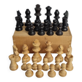Ancien jeu d'échecs design Staunton – Pièces en bois tourné (Roi 7 cm)