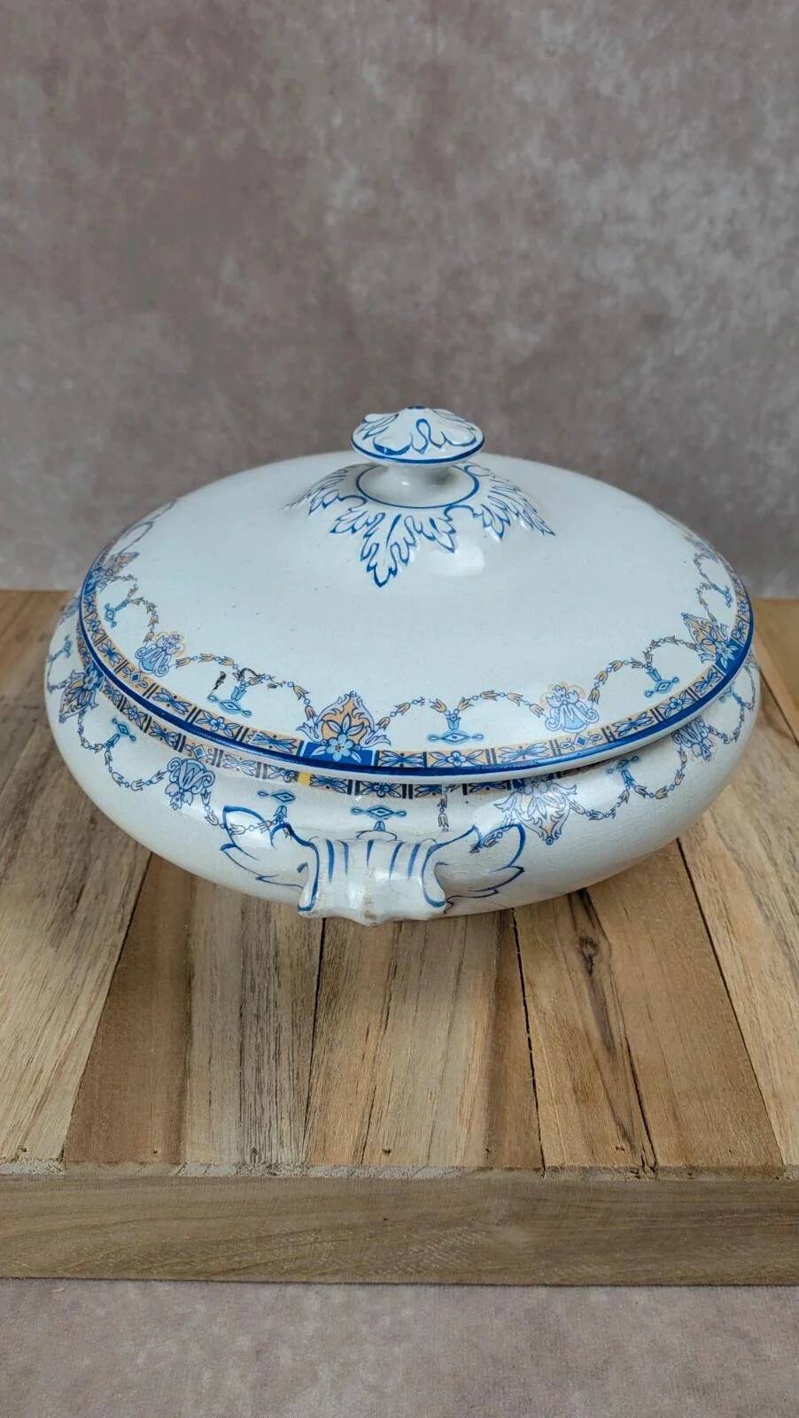 Soupière vintage Palissy England bleu & blanc