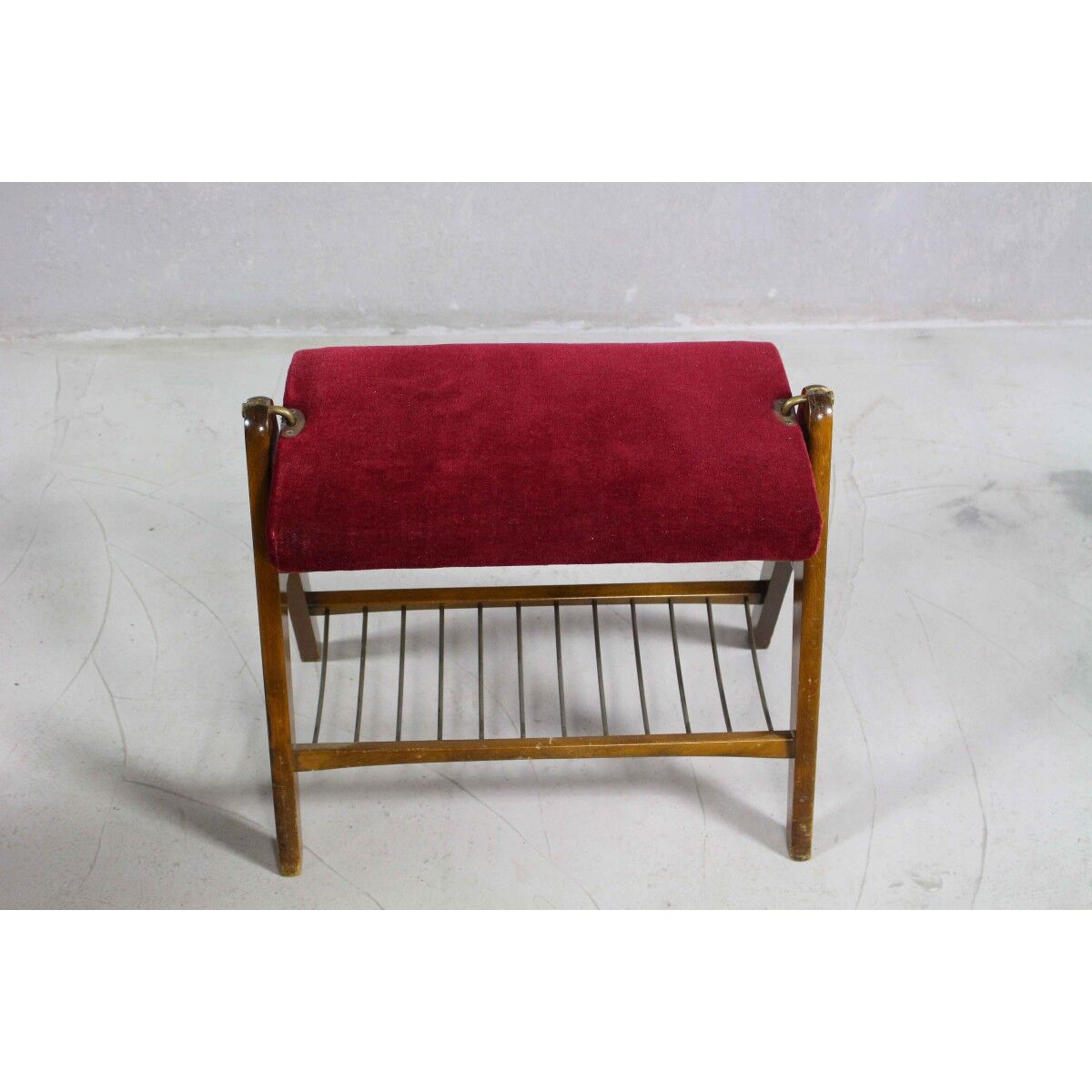 Velvet armchair with footstool, Denmark 1950s