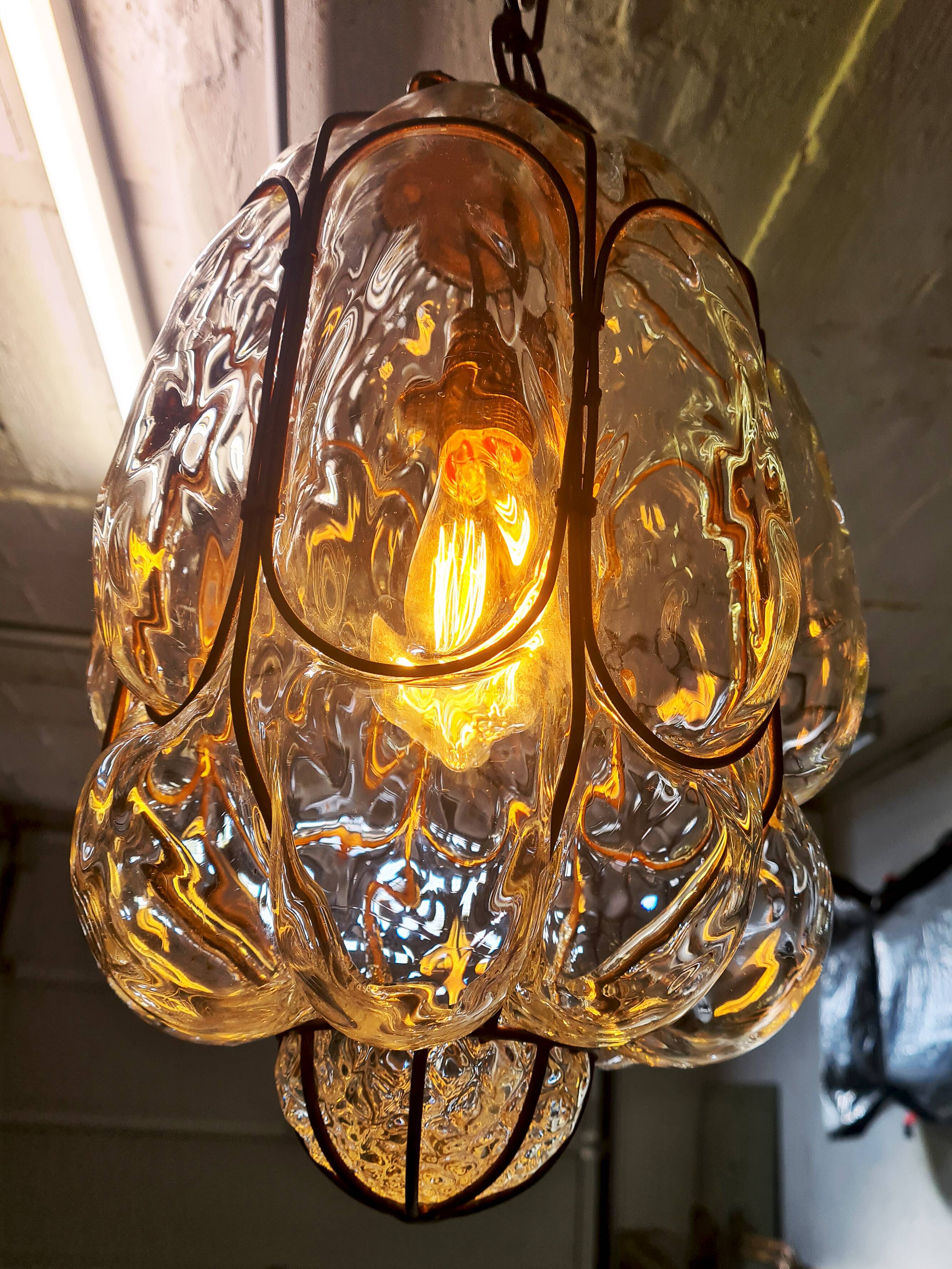 Murano glass hand-blown pendant light, mid-20th century