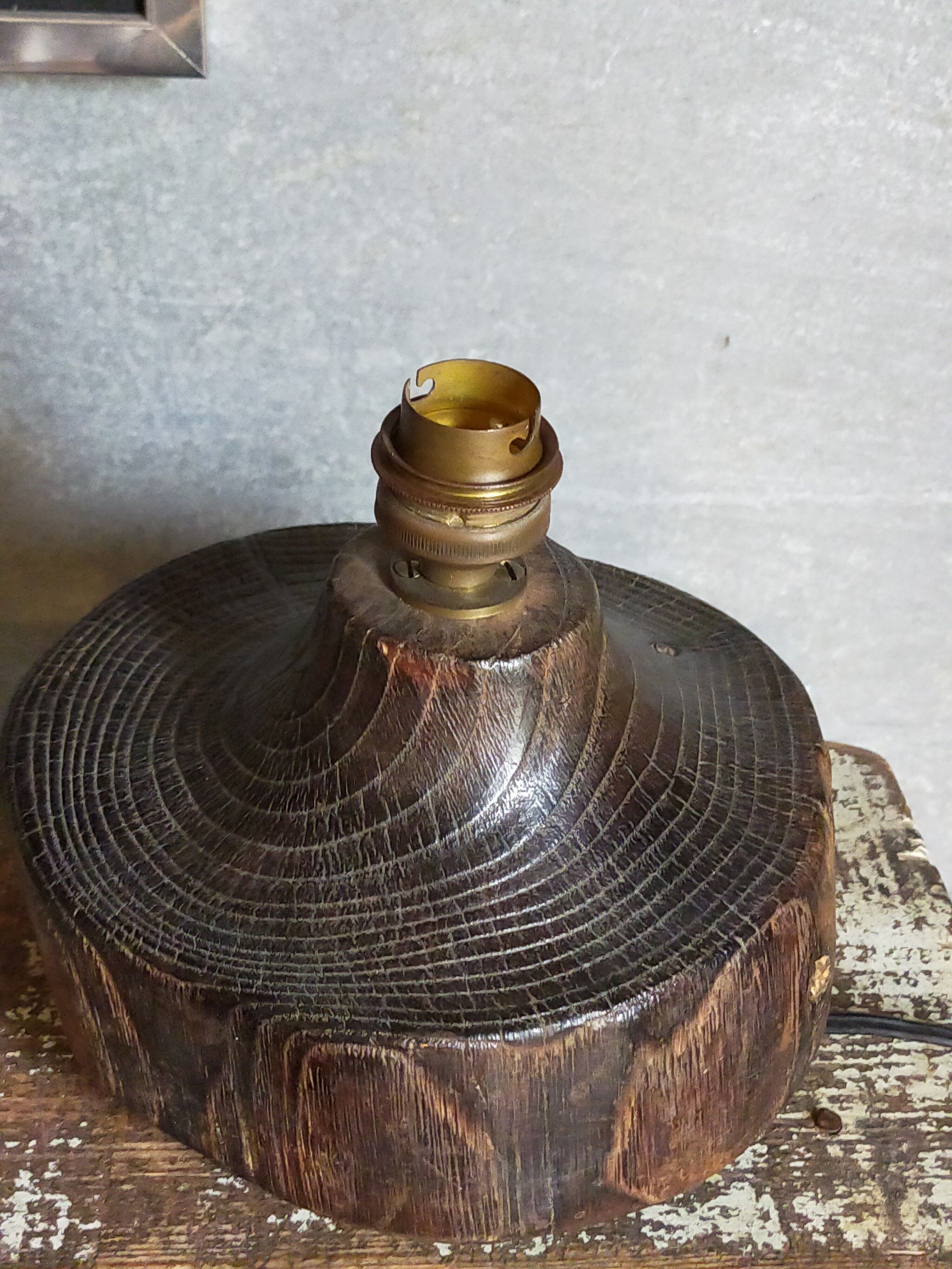 Brutalist free-form lamp in solid wood 60s