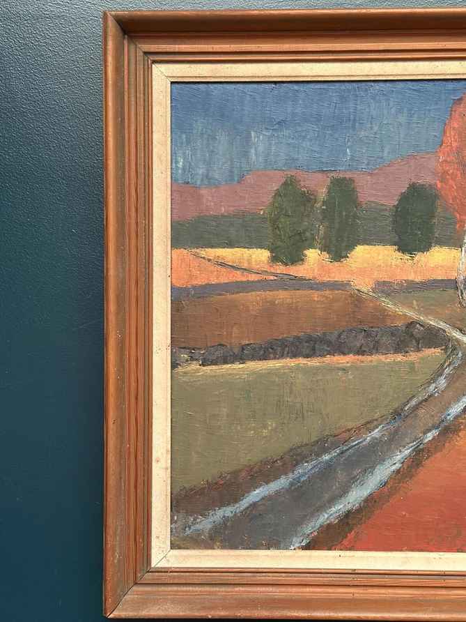 Original Mid Century Swedish Oil On Canvas – “Landscape” By Thure Wahlström – Vintage & Framed