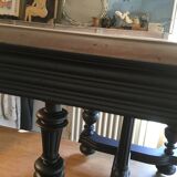 Table Henri II black patina, bleached oiled tray