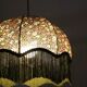 Suspension vintage recyclée à franges — forme dôme et motif fleuri