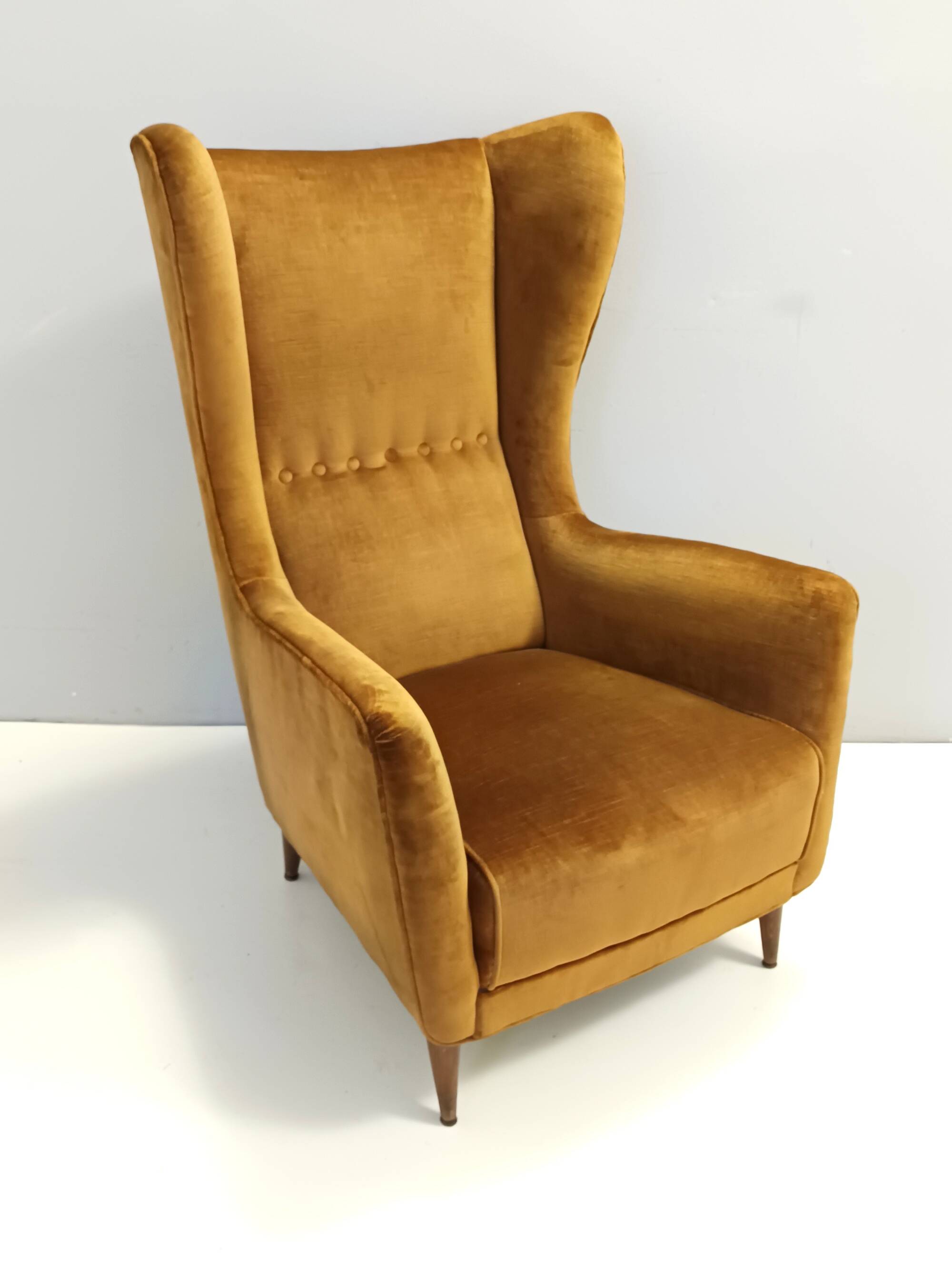 Dark Goldenrod Wingback Armchair model 437 by Gio Ponti for Cassina