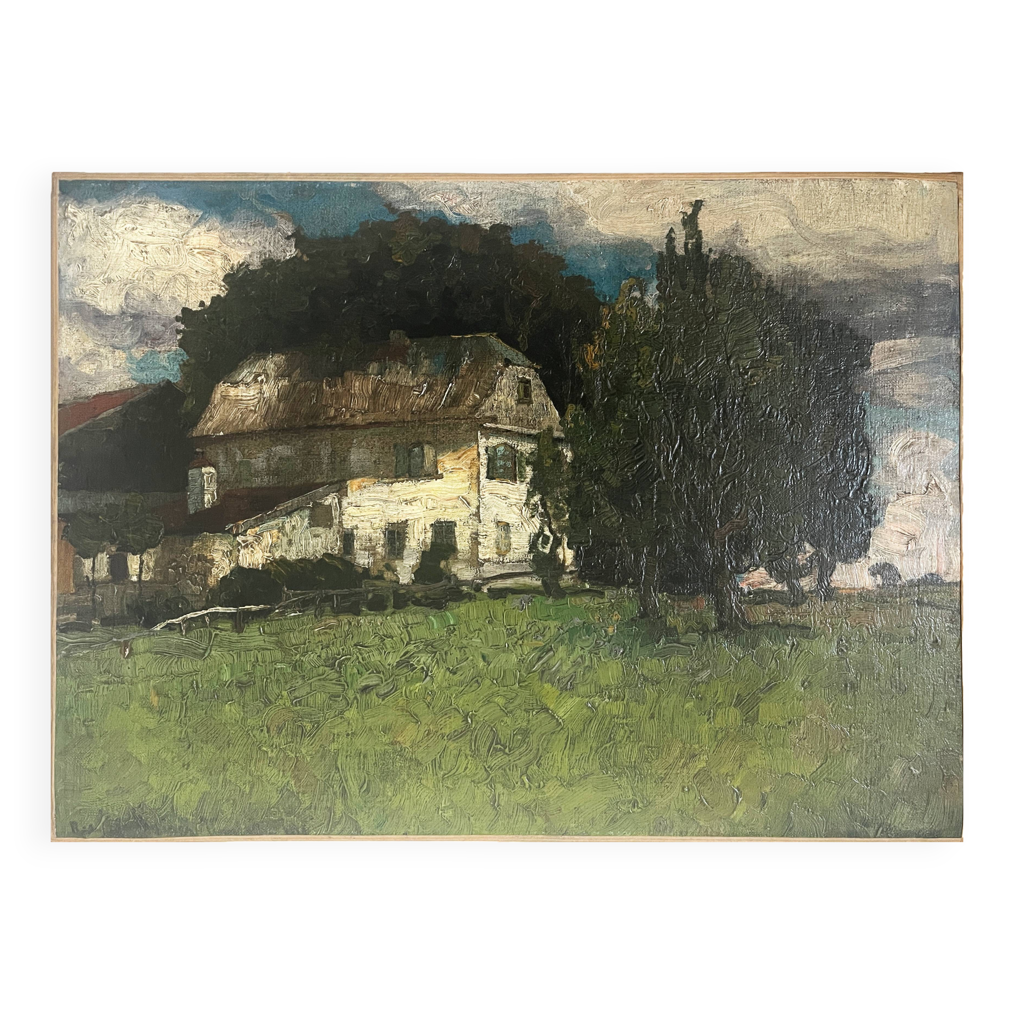 HST painting "Country House" German early 20th century