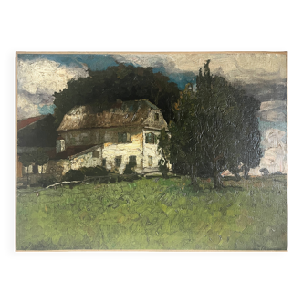HST painting "Country House" German early 20th century