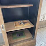 Enfilade meuble de métier chêne portes vitrées