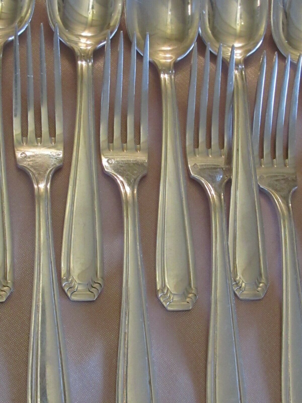 Silver covers 6 spoons 6 silver metal forks 21 cm Art Deco
