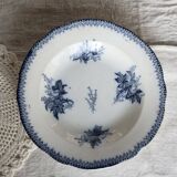Antique hollow plate in Onnaing ironstone – Blue floral decoration