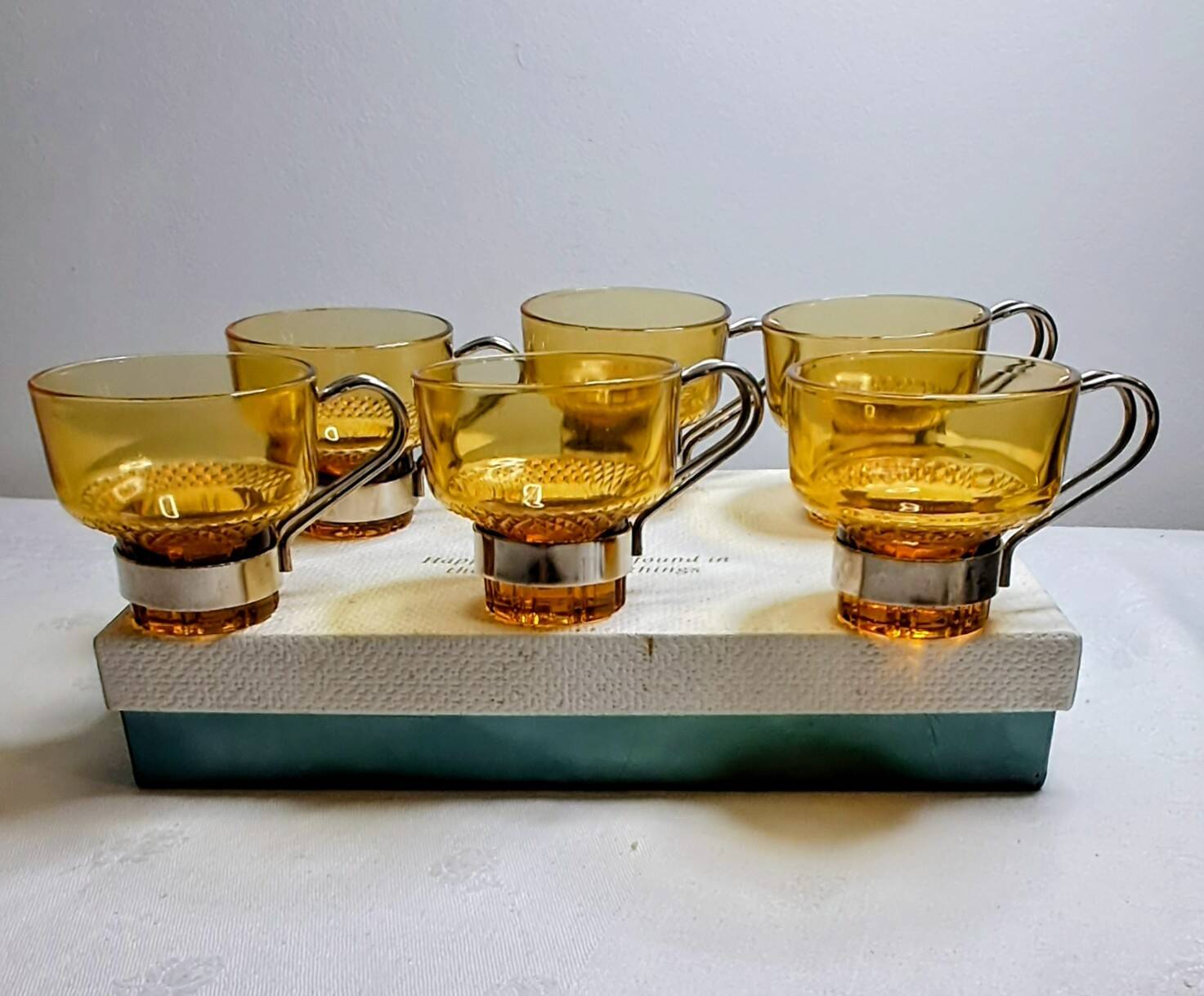 Amber glass espresso cups from the 1960s-70s. Italy