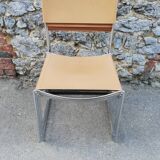 Chrome metal chair upholstered in leather 1970 Giandomenico Belotti