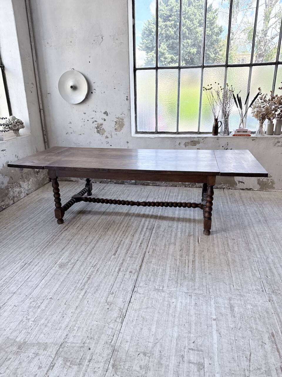 Solid oak table 1900 drapery style XL 280cm with extensions