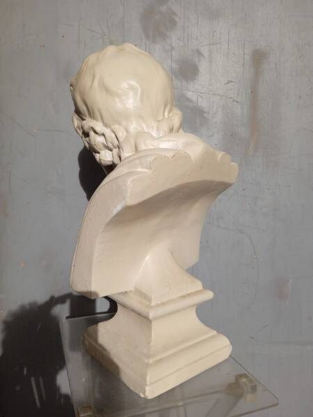 Voltaire bust in plaster 60cm th mid 20th century